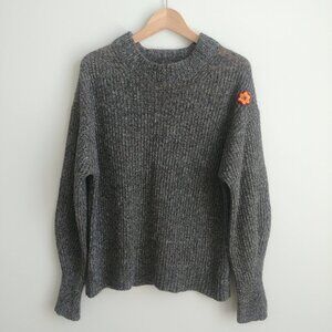 Everlane one-of-a-kind visibly mended alpaca sweater heather grey loose knit S